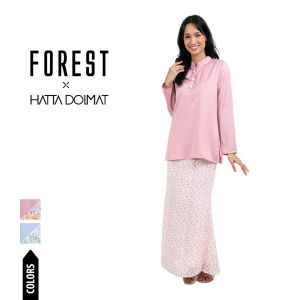 Forest x Hatta Dolmat Ladies Woven Chiffon Floral Pattern Collar Baju Kurung | Baju Kurung Perempuan - 885043