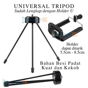 TRIPOD MINI HOLDER U TRIPOD HANDPHONE TRIPOD HP KAMERA METAL BESI UNIVERSAL HOLDER HANDPHONE STAND