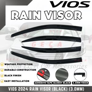 GECA RAIN VISOR VIOS 2024 BLACK (3.0MM) (12346)