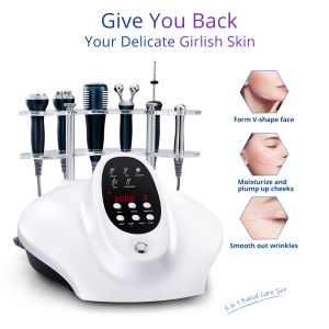 5 IN 1 Ultrasonic Deep Cleanse Radio Frequency Galvanic Microcurrent Therapy V Face Cold Hammer Face Lifting Machine