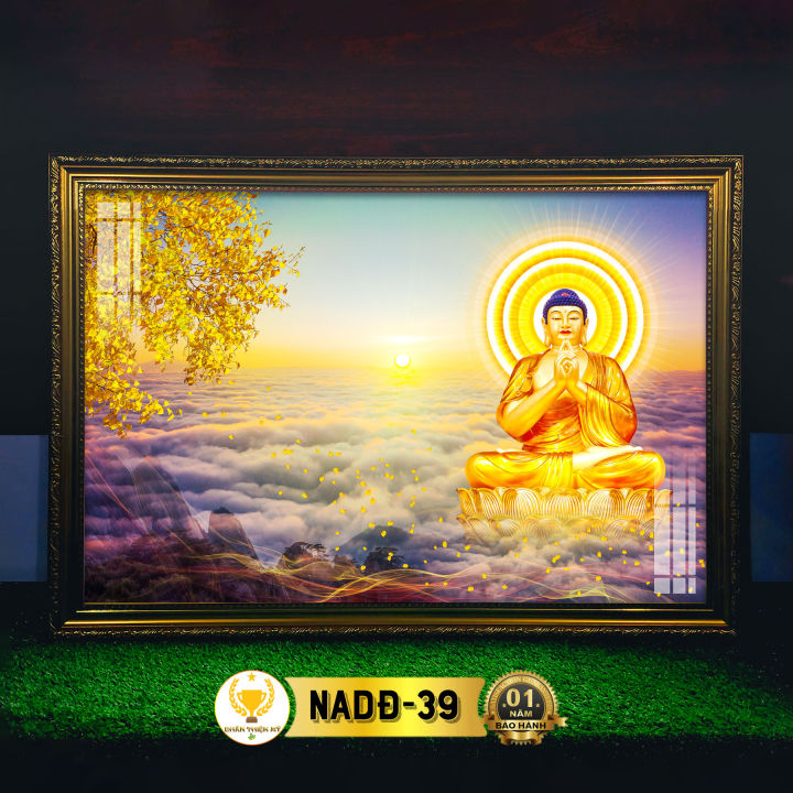 Tranh Phật A Di Đà Có Đèn CHÂN THIỆN MỸ, Trang Trí Bàn Thờ Treo Tường ...