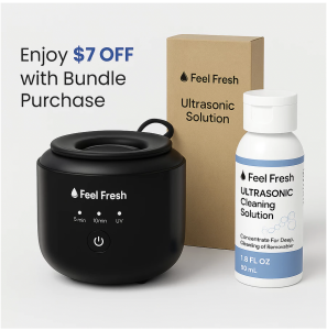 Ultrasonic Retainer Cleaner - Feel Fresh UltraSonic+ Aligner Cleaner Dental Rechargeable Invisalign Braces Sonic Cleaning Machine