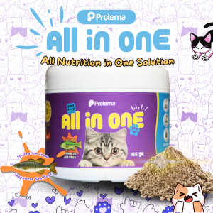 [NEW] ALL IN ONE BY PROTEMA | VITAMIN HARIAN KUCING | KESEHATAN IMUN BULU JANTUNG MATA PENCERNAAN URINARI +NAFSU MAKAN | 165 GR | MAKANAN & SNACK KUCING