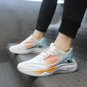 Mens New Korean Ultralight Shock Absorption Student Sports Running Shoes - Black/Orange/Blue