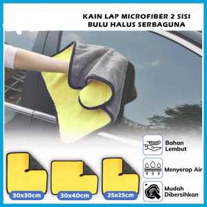 Kain Lap 30X30 CM Microfiber Serbaguna 2 Sisi Bulu Halus Super Tebal Daya Serap Air Cleaning Cloth Multifungsi
