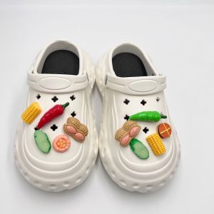 10Pcs/Set Crocs Charms Shoes Accessories 3D Pepper Peanut Cucumber Slices Corn Decorative Shoe Buckle for Crocs