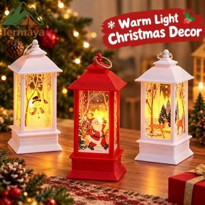 Termaya Christmas Led Wind Lantern Night Light Santa Snowman Deer Hanging Ornament For Home Party Decor