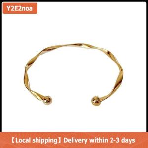 【Local shipping】 Classic Premium Retro Style Twisted Twist Metal Bracelet for Women Simple Open Adjustable Trend Girls Jewelry Gift Accessories