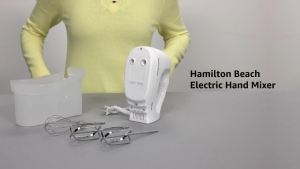 Hamilton Beach 6-Speed Electric Hand Mixer with Whisk Traditional Beaters Snap-On Storage Case 250 Watts White