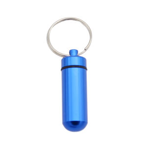 Reviln กล่องยายาพวงกุญแจอลูมิเนียม กล่องใส่ยาขนาดเล็กแบบพกพากันน้ำ Keychain Pill Box