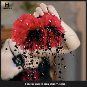 Hayating 1PC Elegant Mesh Flower Hair Clip For Women Elegant Tassel Shark Clip