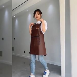 PVC Leather Apron Waterproof Oilproof Kitchen Home Cooking Catering Restaurant Workwear