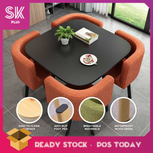 SKplus 1 Set Dining Table With 4 Chair Office Discuss Table Reception Table Leisure Square Tea Table - Fulfilled by SKplus