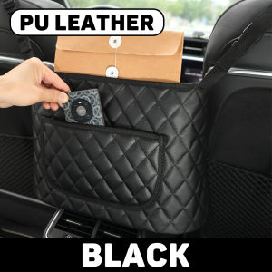 Car Net Pocket Handbag Holder Car Storage Bag Mesh / PU Leather Car Between Seat Storage Bag Auto Purse Holder