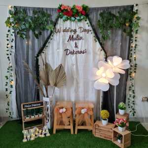 Dekorasi Lamaran Tunangan Backdrop Nikahan PhotoBooth DIY Akad Nikah Aqiqah Khitan Paket Mulia SS