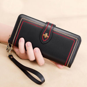 MISTLETOE Multi Function Women Wallet Anti RFID Card Holder Large Capacity 6.7inch Phone Long Purse Genuine Leather Clutch Bag Green Black Color