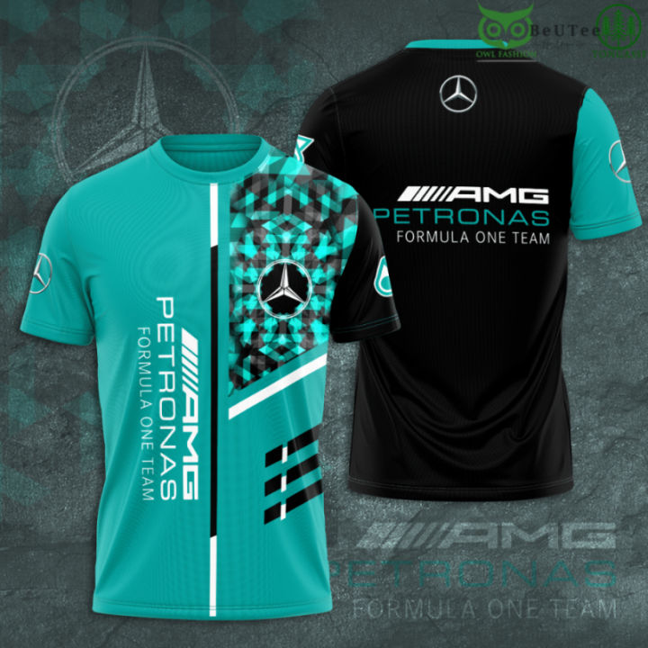 MERCEDES AMG PETRONAS F1 Herren Tshirt mit großer 3D Team Logo Ausführung   Schwarz   Größe