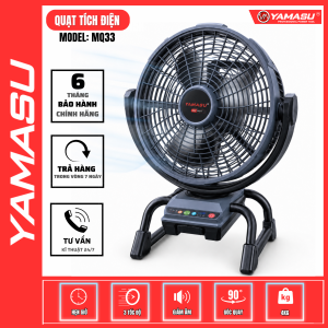 Quạt Tích Điện Đường Kính 33cm Dùng Pin & Điện Trực Tiếp Gió Mạnh YAMASU YMS-MQ33