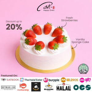 [HALAL CERTIFIED] Happy Oven Strawberry Shortcake Birthday Cake (500g-2kg) Low Fat! Low Sugar! Nice Packaging w Free Delivery! (Can Choose Delivery Date and Time!)