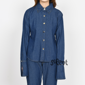 Oculamsya - Noelle Denim Fitted Shirt - Kemeja Denim Jeans Wanita Fitted Slim Fitted Shirt Fit Body