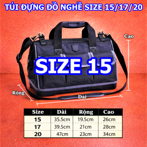 Túi đồ nghề đế nhựa cứng chống thấm nước kích thước 15/17/20 inch chính hãng bao bền bỉ
