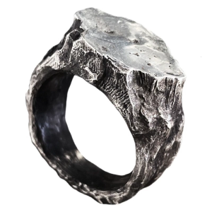 Handcrafted Stone Ring Rugged Rock Texture Vintage Nomadic Design Sturdy Alloy Stone Finger Ring Gift