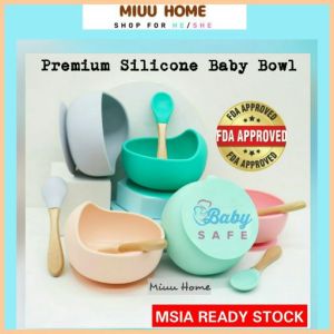 Baby Suction Bowl Silicone Anti Slip No BPA Food Grade Baby Bowl Feeding Set Bekas Makanan Baby Mangkuk Makanan Baby 宝宝硅胶碗