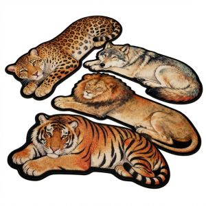 JUNOTERNEY Chất thấm hút Thảm trải sàn hình con hổ Chống trơn trượt 2D Phẳng Thảm chùi chân hình sư tử Sáng tạo Sống động như thật Thảm sàn hình sói Phòng ngủ Phòng tắm