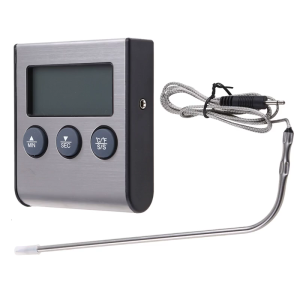 Kỹ thuật số Nhiệt kế Nhà Bếp Màn hình LCD dài probe cho nướng lò báo hiệu nấu ăn hẹn giờ Dụng cụ đo