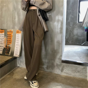 Celana Retro Celana Kasual Wanita Loose Pants Celana Lebar Kaki Gaya Korea Pinggang Tinggi Setelan