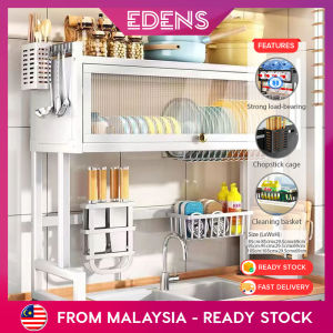 Edens 85cm/95cm/105cm Kitchen Sink Rack With Cabinet Door Rack Knife Storage Dustproof Dish Shelf - Fulfilled by Edens