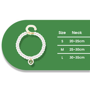 HamshMoc Pet Pearl Necklace Adjustable Heart-Shaped Gem Artificial Pearls Fashion Accessory for Cats Dogs