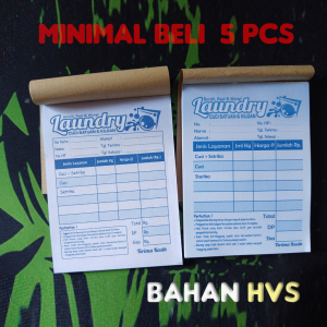 1 paket isi 20 Pcs Kertas Nota Laundry 1 Ply Bahan HVS 50 Lembar 1/8 Folio untuk Perkantoran