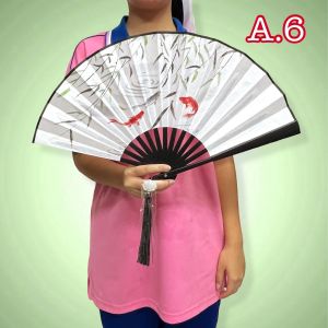 พัด พัดมีพู่ พัดจีน พัดญี่ปุ่น ด้ามพลาสติก พับเก็บได้ 27cm งานสวย ลวยหลายทั้ง2ด้าน มีลายให้เลือก ของใช้ ตกแต่ง พร้อมส่ง