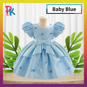 [0mth-9±yrs] Gaun Budak Perempuan Kembang Kids Dress Baby Girl Dress Princess Newborn Soft Lace Birthday Party Dress