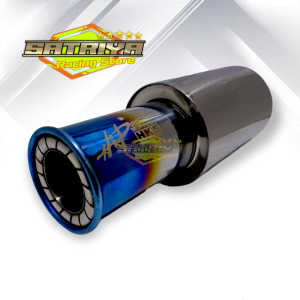 HKS Knalpot Racing Mobil Beset Linting Full Stainles Suara Bass Adem Bulat Empuk Panjang 33cm Hi Power Blue