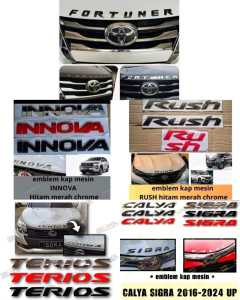 Emblem Embelem Tulisan di Kap Mesin FORTUNER INNOVA CALYA SIGRA RUSH TERIOS  Engine Hood Logo Kap Mesin Ukuran Besar(Tinggi 5cm tebal 0.5Mm) + Moulding