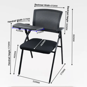 Foldable Conference Chairs With Writing Board Portable Arm Chair Rotating Elevating Study Chair Outdoor Activity Conference Integrated Training Chair Ergonomic Chair Computer Chair Design Mesh Sponge Padded Office Desk Chair