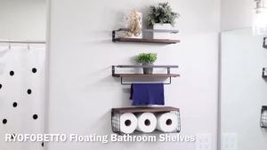 Hanging Bathroom Shelf Organizer Rust Proof Adjustable Towel Rack Wall Storage Rack Home Wooden Wall Mounted Shelf Kitchen Metal Hangable Shelf