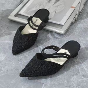 [Free Shipping] Fashionable Pointed-Toe Mid-Heel Casual Shallow-Mouth WomenS Shoes Summer Non-Slip Wedge Heels Versatile Jelly Flats For Outdoor Wear