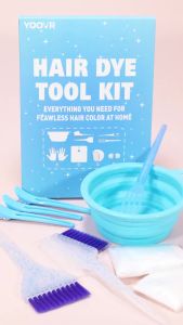 YOOVR 19pcs Hair Bleach Dye Kit with Hair Dye Brush Bowl & Whisk (Blue)    Includes Hair Clips Gear Set for Hair Bleaching Coloring Highlighting Essential Salon Supplies for Home Use