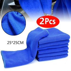 [BHKASDI] 2Pcs Car Wash Cloth Thick Soft Microfiber Cleaning Towel Car Wash Dry Clean Polish Cloth Auto Care Microfiber Cleaning Towels Blue 25x25cm