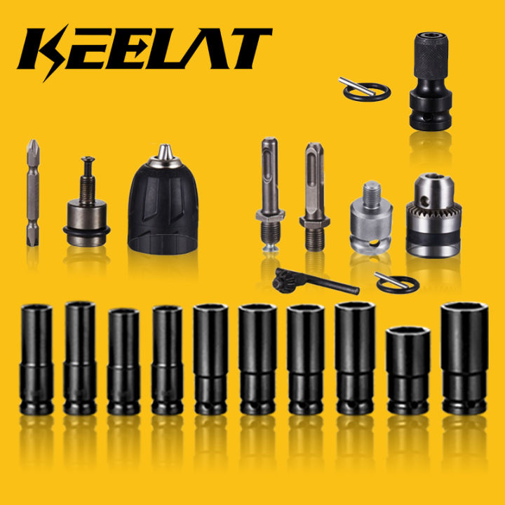 Electric Cordless Impact Wrench Hex Socket Head Set Kit Drill Chuck ...