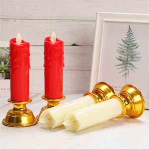 ZG285 2Pcs Cordless Electronic Candle Light Creative Battery Operated Swing Flameless Candles Novelty Portable Warm Glowing Candles Home Decor