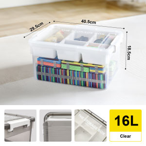 Citylife 2-Tier Clear Storage Box Divider Large Capacity Stackable Organizer Kids Toy Home Sundries