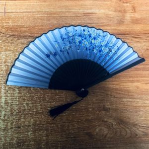 WEIYA High Quality Vintage Party Gifts Art Craft Japanese Silk Bamboo Hand Held Chinese Style Photo Prop Tool Hand Held Flower Fan Folding Fan Dance Hand Held Silk Fan