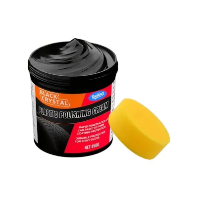 150g+1PC Sponge Plastic & Rubber Repair Paste Black Interior Polish Paste for Car Scratches Tire Shine 黑色 塑料橡胶修复膏