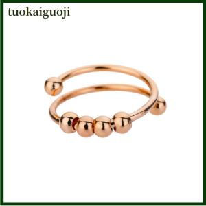 tuokaiguoji ห่วงร้อยลูกปัดสำหรับผู้หญิงห่วงนิ้วแบบปรับได้ทำจากสเตนเลสสตีลหมุนได้อย่างอิสระของขวัญเครื่องประดับป้องกันความเครียด