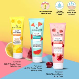 Purbasari Glow Facial Foam Moisturizing - Acne Care - Brightening 100ml - Kosmetik Herbal Online