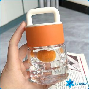 300ml Portable Water Cup Student Water Bottle Transparent Cup With Handle